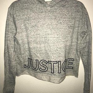 Justice active logo grey cropped hoodie